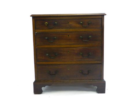A George III mahogany bachelors chest with four graduated drawers on bracket feet, w. 66.5 cm   CONDITION REPORT:  Structural
