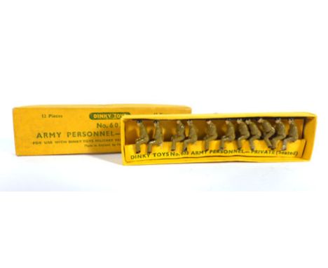 Two sets of Dinky Toys No. 603 Army Personnel-Private (Seated) figures, both boxed   CONDITION REPORT:  One figure missing. T