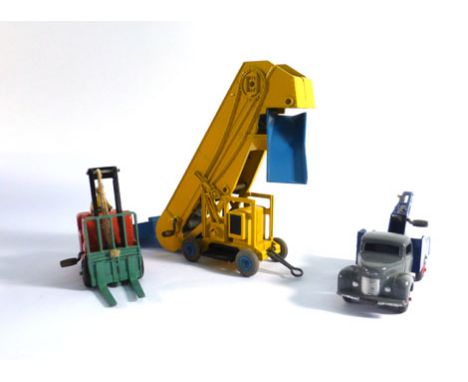 Three Dinky commercial models consisting:14c Coventry Climax fork lift truck,25x breakdown truck and564 elevator loader, each