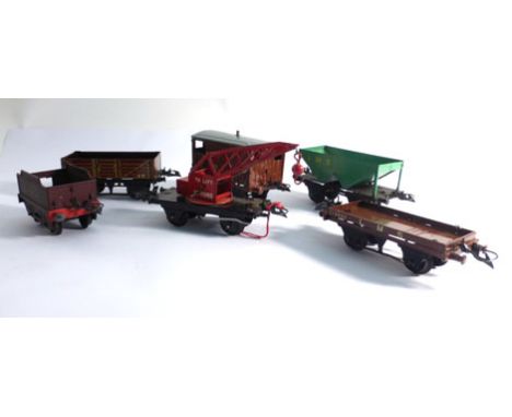 A group of Hornby O gauge accessories including:42120 passenger coach,42223 No. 50 'Saxa' salt wagon,42220 No. 1 rotary tippi