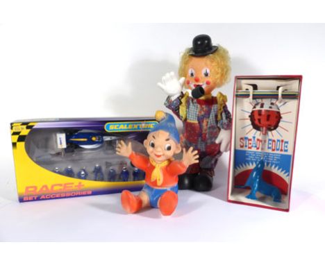 A mixed group of toys and games including a John Bull printing outfit, a horse racing game, a Scalextric Race set and many ot
