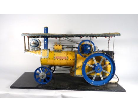 A 1950's Meccano shop display model in the form of a showman's engine,h. 44 cm,l. 76 cm   CONDITION REPORT:  Completeness and