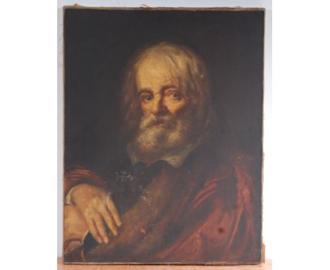 19th century continental school - Half length portrait of a scholar, oil on canvas, (re-lined), 63 x 59cm