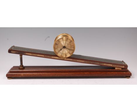 A Dent of London limited edition inclined plane clock, a.k.a. rolling drum clock, the movement set within lacquered brass cas