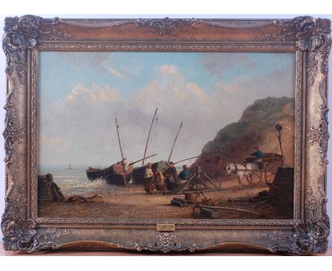 Thomas Smythe (1825-1906) - Awaiting the catch, oil on canvas (re-lined), signed lower centre, 29 x 44cm Condition Report / E