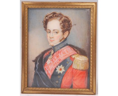 M Gerard - Half-length portrait of a gentleman, miniature watercolour on ivory, signed upper right, 8 x 6.2cm