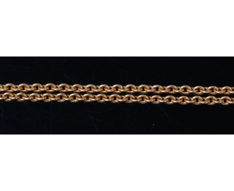 A Victorian 18ct gold belcher link long guard chain, 61g, each link stamped 18ct, length 143.5cm Condition Report / Extra Inf