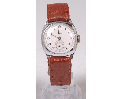 A gents vintage steel cased Rolex wristwatch, the white enamel dial signed Rolex Sporting Model, having Arabic numerals, subs