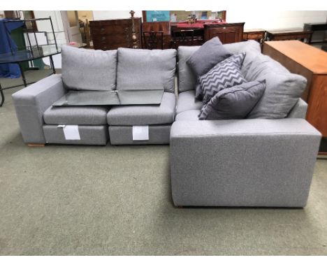 Modern grey modula corner sofa, sections 195 &amp; 165 cm  (purchased from oak Furniture land, cost £1000 new) 