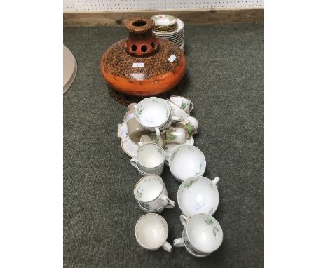 Coalport coffee cups &amp; saucers (6), a tea &amp; coffee service &amp; an East German lamp cover 