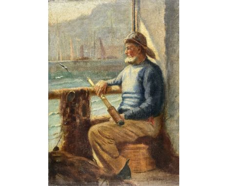 Attrib. Harold Knight (Staithes Group 1874-1961): A Newlyn Fisherman, oil on canvas indistinctly signed and inscribed 'sketch