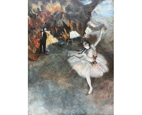 Nicholas Verrall RBA ROI (British 1945-) after Edgar Degas (French 1834-1917): 'The Star' - Rosita Mauri on Stage, oil on pan