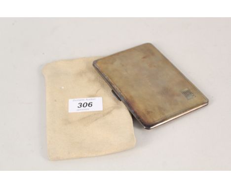 A large silver cigarette case with engine turned decoration and engraved initials, Birmingham 1943, approx 190g