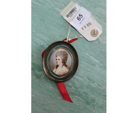 A 19th Century miniature watercolour portrait of a lady, bears label on reverse 'Princesse de Lamballe, Friend of Marie Antoi