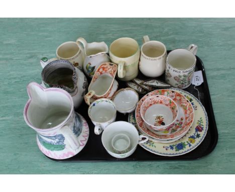 A 19th Century Sunderland lustre jug with 'The Gauntlet Clipper', Victorian jugs, Victorian cups and saucers etc