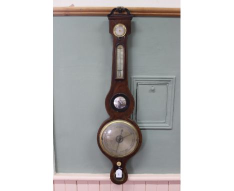 An early 19th Century inlaid mahogany banjo barometer inscribed 'W Molinari, Halesworth'