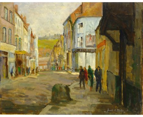 Donald Gray Midgely (British 1918-1995): 'Afternoon Light Flowergate Whitby', oil on board signed and dated '74, titled verso