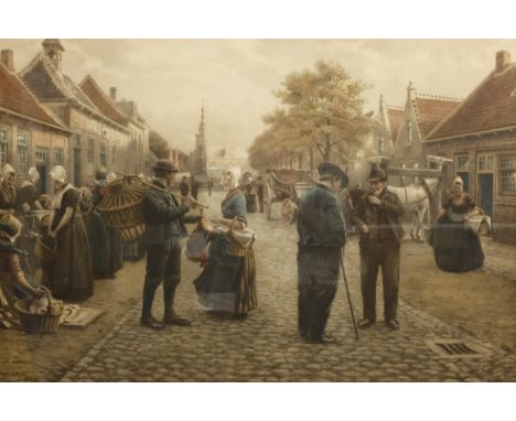After Henri Houben (Flemish 1858-1931): Dutch Townscape, 20th century colour print 49cm x 75cm Condition Report Click here fo