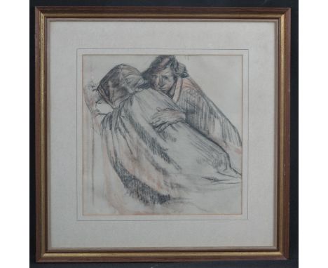 SIR FRANK BRANGWYN, (British, 1867-1956), portrait study, print, Alexander Gallery label verso.  35 x 34cm. CONDITION REPORT: