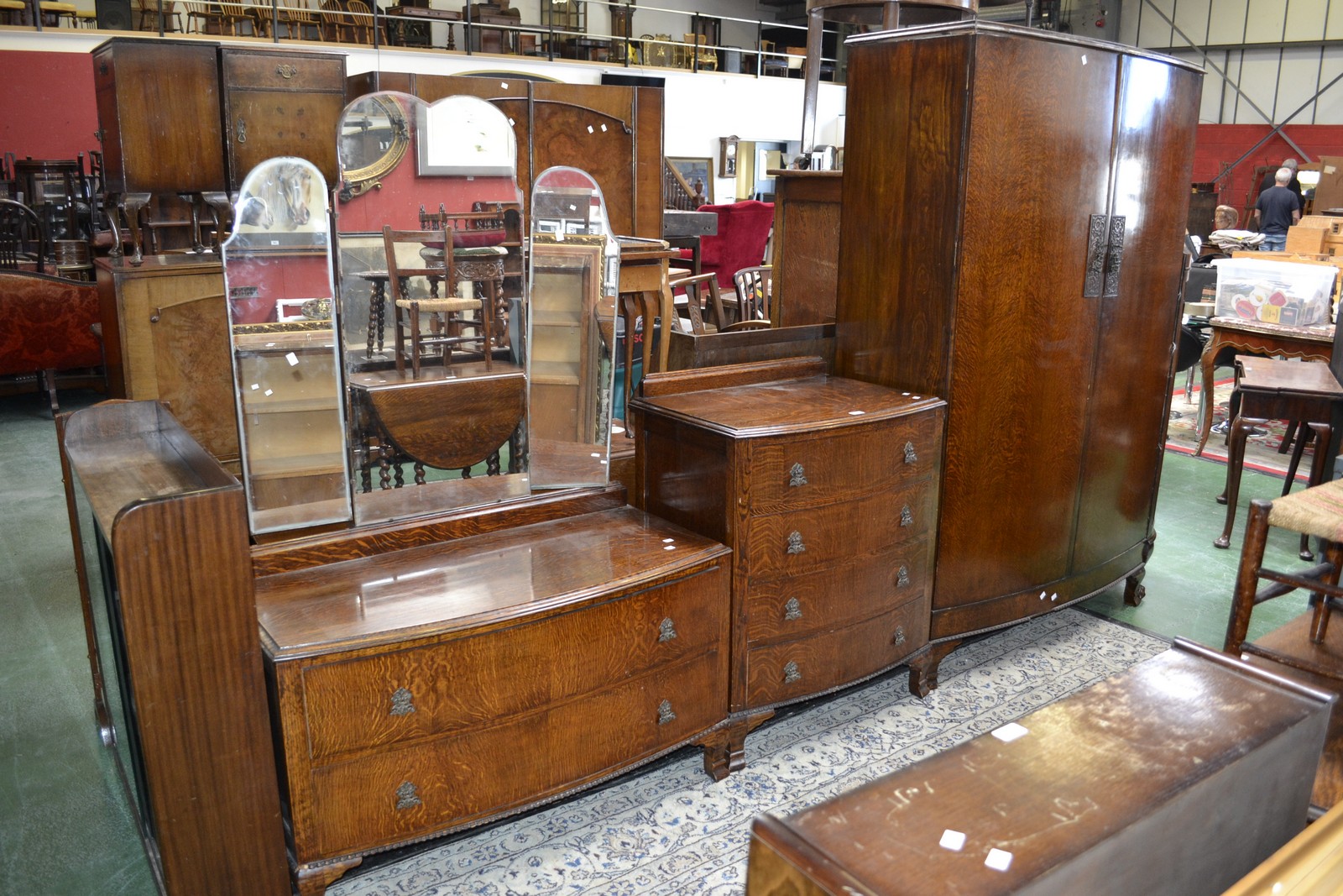 A 1940 S Oak Bedroom Suite Registered Design F W British Made   Original 