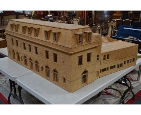 A substantial scratch built match stick model, The Cheshire Building Society, Castle Street, Macclesfield, 58cm high, 114cm w