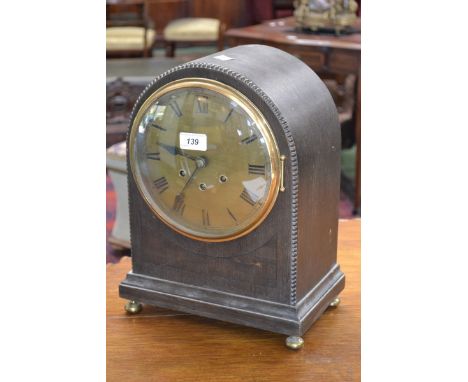 A large Gustav Becker three arch top mantel clock, keyhole brass dial, Roman numerals.