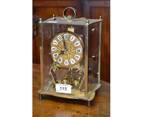 A brass cased mantel clock, Keninger and Obergfell, Germany