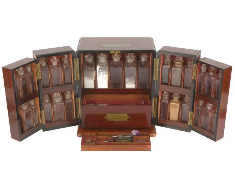 A Fine Mid-Victorian Domestic Apothecary Chest, English, c.1840, double doors open to reveal secondary internal folding doors
