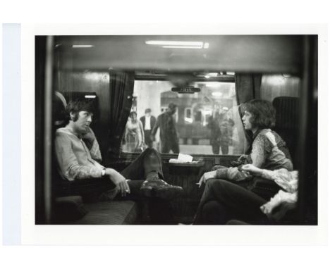 VICTOR BLACKMAN (1922-1988) Paul McCartney and Mick Jagger, 25th August 1967, Euston Station on train to Bangor, silver gelat