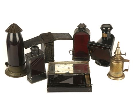 A Fine Selection of Early Darkroom Equipment, including collapsable darkroom, 'Lampe de Surete', Tylar's A.1. Candle Lamp and
