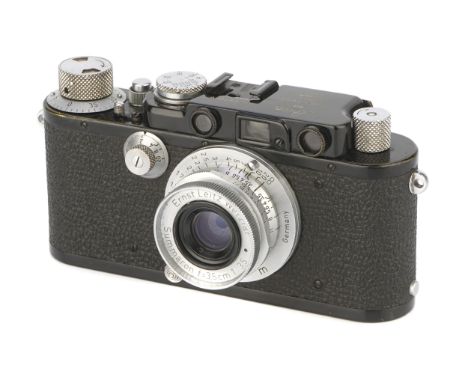 A Leica IIIf Rangefinder Camera, 1935, upgraded from III, black/chrome, serial no. 157820, with Leitz Summaron f/3.5 35mm len