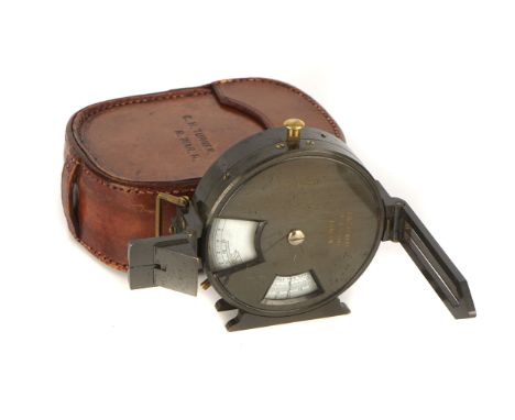 A Compass Clinometer and a Mining Compass,  prismatic compass clinometer signed J H Steward London, white card clinometer and
