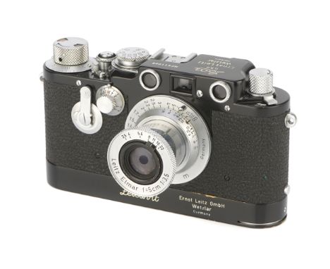 A Leica IIIf Delay Rangefinder Camera, 1950, upgrade from IIIc, black re-paint/chrome, serial no. 511089, with Leitz Elmar f/