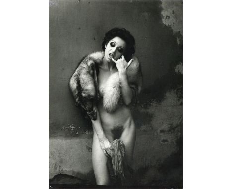 JAN SAUDEK, Two Nude Portraits with Fur Stole, vintage gelatin silver prints, c.1980, nude with fox-fur stole; elderly woman 
