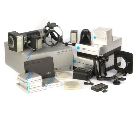 A Collection of Hasselblad Accessories, including Proflash, Macro Flash System, Automatic Bellows Extension, Bellows Shade, A