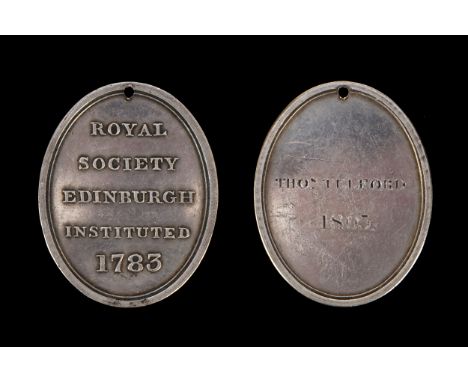 A Historically Important Membership Medal Belonging to Thomas Telford,silver membership medal embossed to one side ‘ROYAL SOC