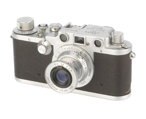 A Leica IIIc Rangefinder Camera, 1946/47, chrome, serial no. 434723, with Leitz Elmar f/3.5 50mm lens, 1947, chrome, serial n
