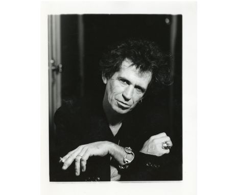 ANON A photograph of Keith Richards, vintage gelatin silver print, c.1987, not a known image, printed from whole 35mm negativ
