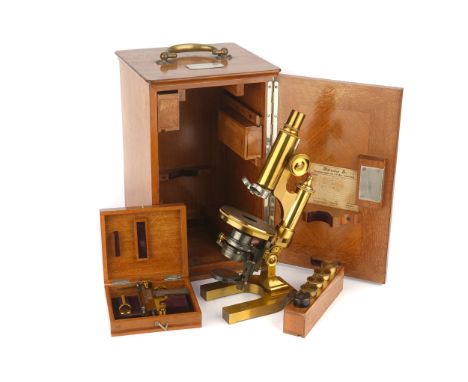 A Large &amp; Fine Microscope by Leitz, German, dated 1896, signed 'E. Leitz Wetzlar, Filiale, New-York' microscope on heavy 