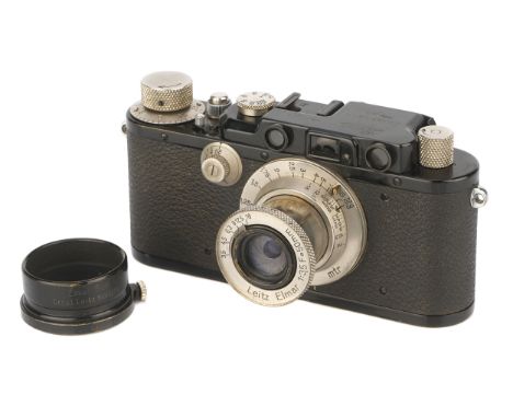 A Leica III Rangefinder Camera, 1930, upgraded from Ic, black/nickel, serial no. 44287, with Leitz Elmar f/3.5 50mm lens, 193