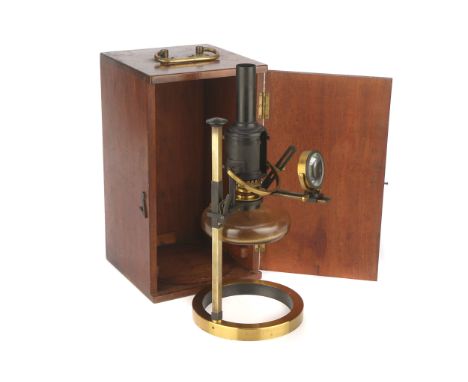 A R &amp; J Beck Microscope Lamp,  English, c.1900, signed around the base 'R &amp; J Beck' , with oil burner assembly with b