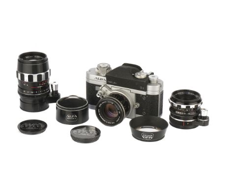 A Pignons Alpa 9d SLR Camera, 1965-69, chrome, serial no. 46759, with Kern-Macro-Switar AR f/1.8 50mm lens, black, serial no.