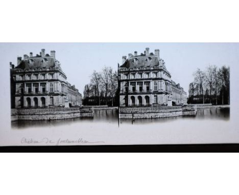 19 Good Glass Stereoviews in Rosewood case, all c. 1860s, stereoviews mostly French architectural and topographical scenes, t