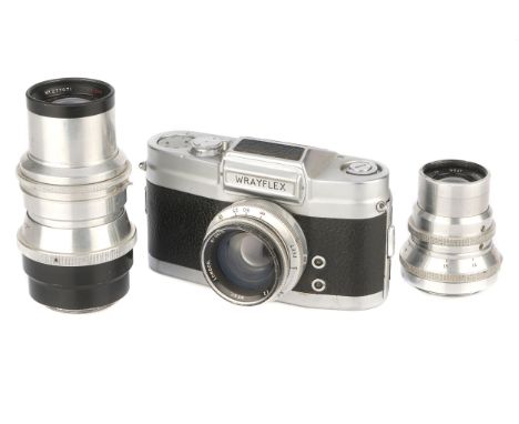 A Wray Wrayflex I Camera, 1950, chrome, serial no. 2337, with Wray Unilite f/2 50mm lens, chrome, serial no. 98191, body, G-V