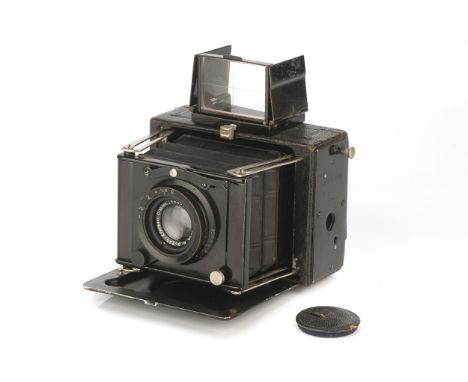 An Ernemann Miniature Klapp 4.5x6cm Camera, 1913-20, black, serial no. 754707, with Ernemann Ernotar f/4.5 75mm lens, serial 