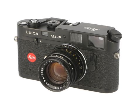 A Leica M4-P Rangefinder Camera, 1980, black, serial no. 1532923, with Leitz Summicron f/2 50mm lens, black, serial no. 22701