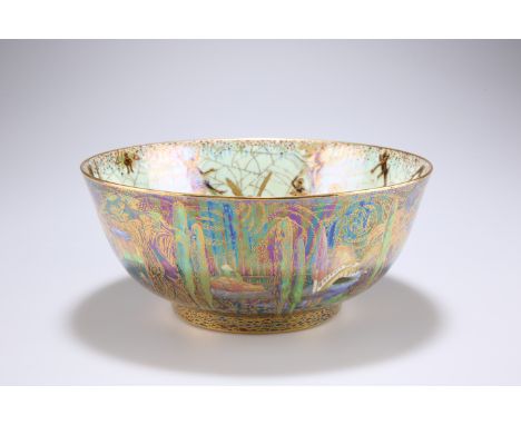 DAISY MAKEIG-JONES A WEDGWOOD FAIRYLAND LUSTRE BOWL, CIRCA 1925, the exterior "Poplar Trees" showing different views of an It