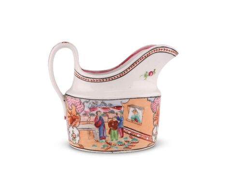 A NEW HALL CREAMER, CIRCA 1800Oval shaped, painted to pattern number 425 with Chinese scene of a boy at a window, pattern num