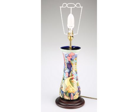 A MOORCROFT TABLE LAMP IN THE MARTINIQUE PATTERN, BY JEANNE MCDOUGALL, first quality, tube-lined and hand-painted with fish, 