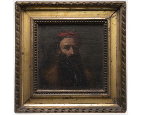 CONTINENTAL SCHOOL, PORTRAIT OF A BEARDED GENTLEMAN, oil on board, framed. 12cm by 12cm